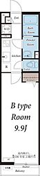 リブリ・ザ・ジュネス 1階1Kの間取り