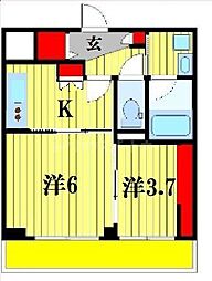 ダイヤモンドクレスト南流山 3階2Kの間取り