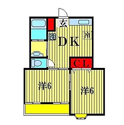 鈴木コーポ 1階2DKの間取り