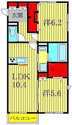 アリエッタ 2階2LDKの間取り