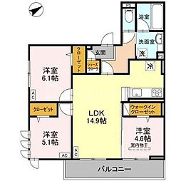 モンステラ 2階3LDKの間取り