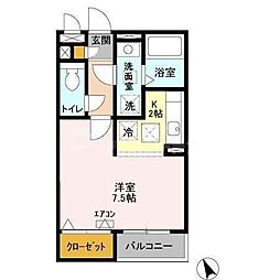 アプローズ馬橋 1階1Kの間取り