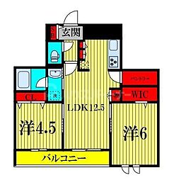 Ｐｌａｙａ　Ｖｉｓｔａ 2階2LDKの間取り