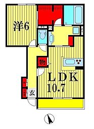 リオフォート 1階1LDKの間取り