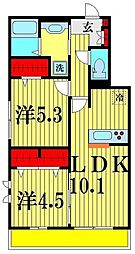 レガーメ 1階2LDKの間取り