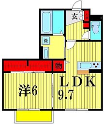 モアニおおたか 3階1LDKの間取り