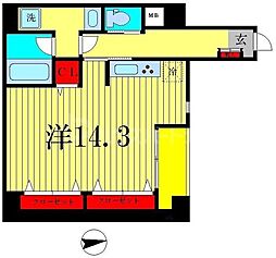 カミュー松戸北小金 1階ワンルームの間取り