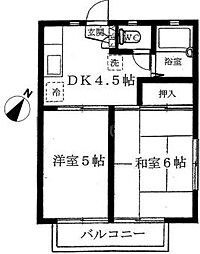 Ｍハイツ 1階2DKの間取り