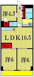第3千代田マンション 2階3LDKの間取り