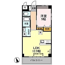 第一フラワーマンション弐番館 2階1LDKの間取り