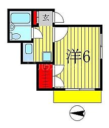 ホワイトレジデンス 2階1Kの間取り