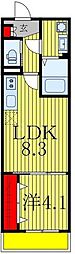 シティハウス豊四季 2階1LDKの間取り