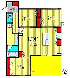 プランドール南流山 2階3LDKの間取り