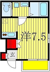 retraite 1階ワンルームの間取り