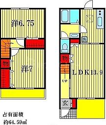 プリムローズ・メゾン 2階2LDKの間取り