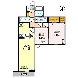 グラナーデ八潮 1階1LDKの間取り