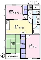 ベルーガエムケイ 3階3DKの間取り
