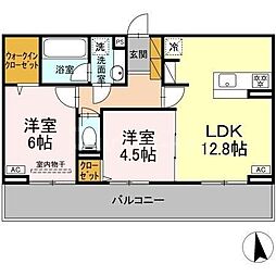 フリージア　II 3階2LDKの間取り