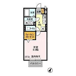 グラン・ヴェルジェI 2階1Kの間取り