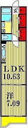 シャルマンII 3階1LDKの間取り