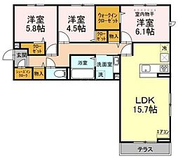 ジャンティ 3階3LDKの間取り