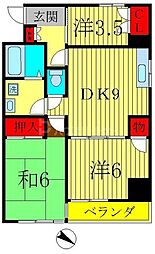 大島レジデンス北小金 6階3DKの間取り