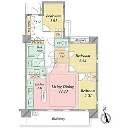 パークホームズ新松戸駅前 3階3LDKの間取り