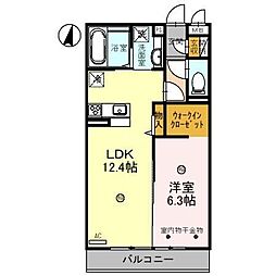 ラフィーネII 3階1LDKの間取り