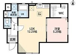 リーブルファイン三郷新和II 1階1LDKの間取り