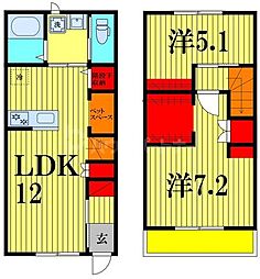 IRIE PAWS 1階2LDKの間取り