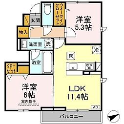 せざんぬ 2LDKの間取図画像