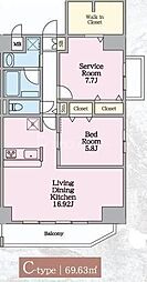 プレド・ラガール 2LDKの間取図画像