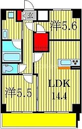 ベルフルール弐番館 2LDKの間取図画像