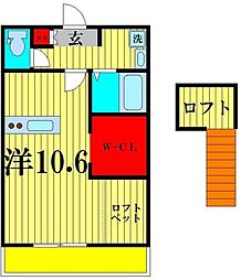 プレリュード三郷 ワンルームの間取図画像