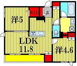 リベルテおおたかの森 2LDKの間取図画像