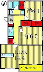 カスティージョB棟 2LDKの間取図画像