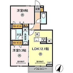 Orto Sole(オルト ソレ) 2LDKの間取図画像