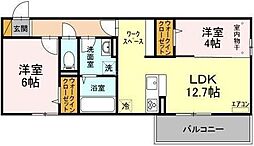 PIECEWOOD2 2LDKの間取図画像