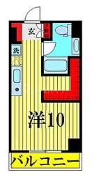 アートアパートメントインおおたかの森 ワンルームの間取図画像