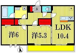フェリシア 2LDKの間取図画像