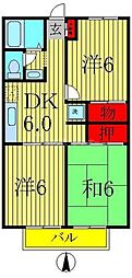 パールハイツ海老原38 3Kの間取図画像