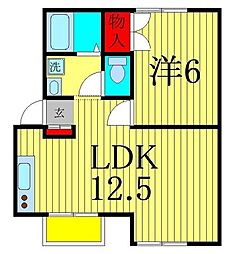 メゾン北小金B棟 1LDKの間取図画像