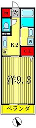 ベルフローレ 1Kの間取図画像