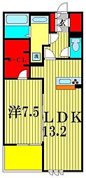 リシェス2 1LDKの間取図画像