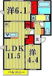 パークハイム 2LDKの間取図画像