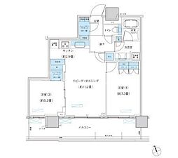 パークシティ柏の葉キャンパスザ・ゲートタワーウエスト 2LDKの間取図画像