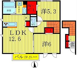 デュオラピッツB 2LDKの間取図画像