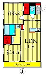 アプリリス 2LDKの間取図画像
