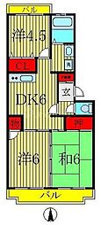 第二パールメゾン染谷 3DKの間取図画像