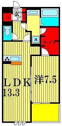 リシェス2 1LDKの間取図画像